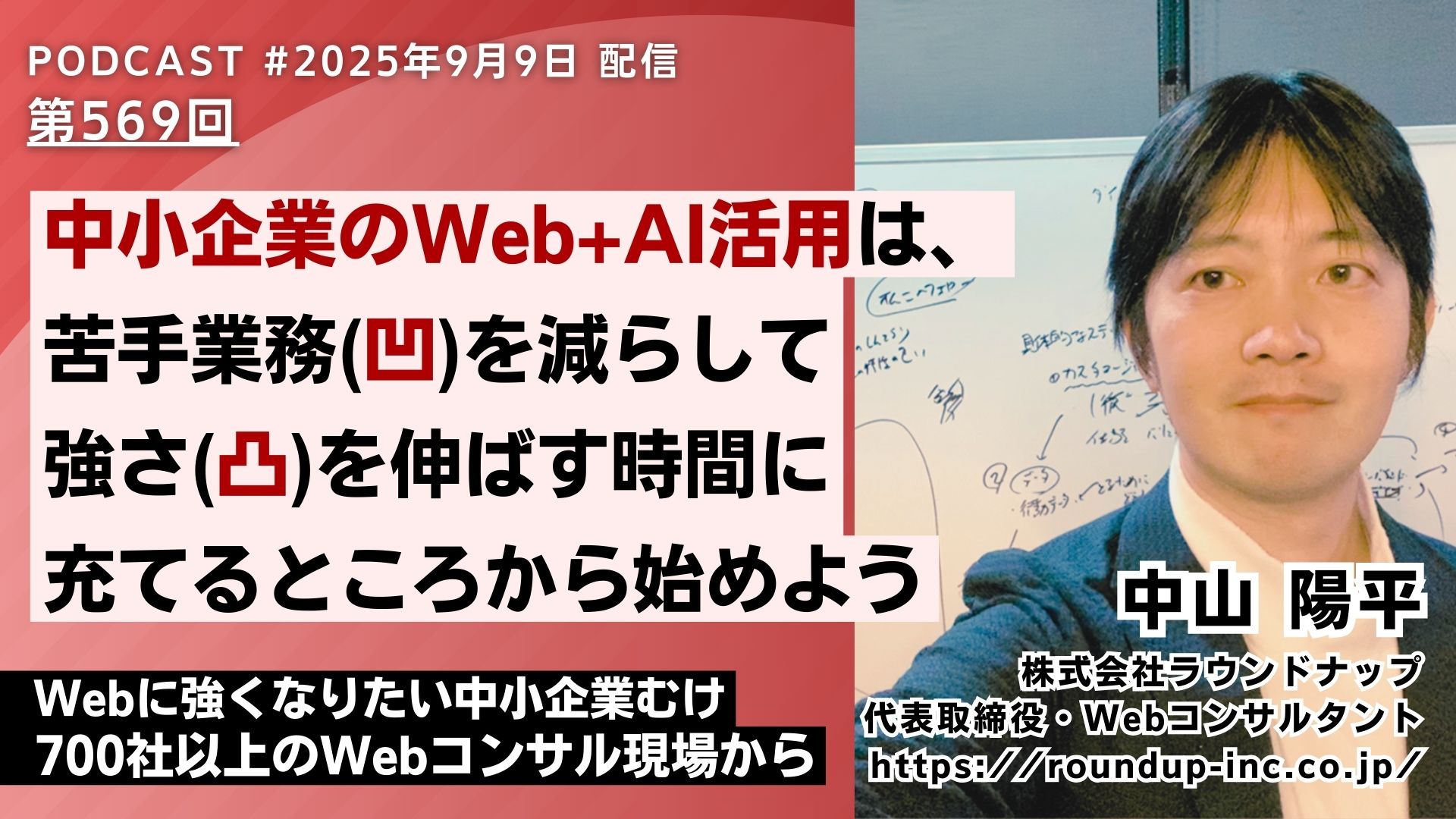 第569回： 中小企業のWeb+AI活用は、 苦手業務(凹)を減らして 強さ(凸)を伸ばす時間に 充てるところから始めよう