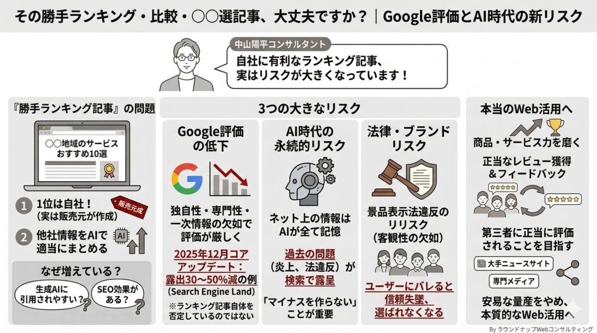 第588回:その勝手ランキング・比較・○○選記事、大丈夫ですか?|Google評価とAI時代の新リスク