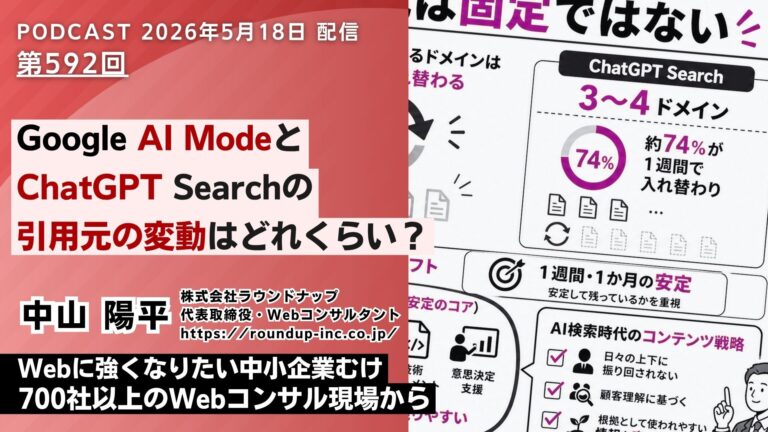 第592回：Google AI ModeとChatGPT Searchの引用元の変動はどれくらい？
